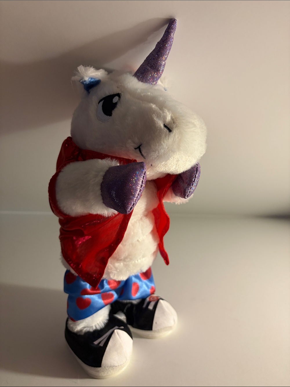 Plush Unicorn Hand Puppet for Kids - Purple & Red